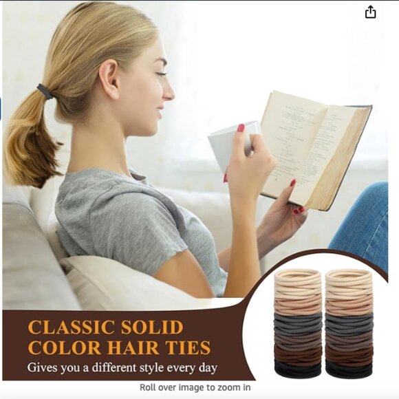Tyfthui 200 Pcs Thick Hair Ponytail Holders, No Damage Elastic Rubber Hair Bands - Picture 4 of 4
